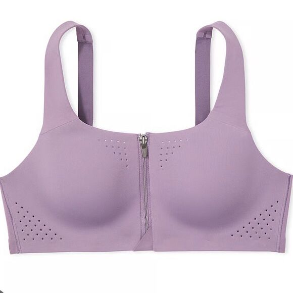 🔥Victoria's Secret Purple Sports Bra with Front Zipper Sz 36C New - Picture 1 of 6